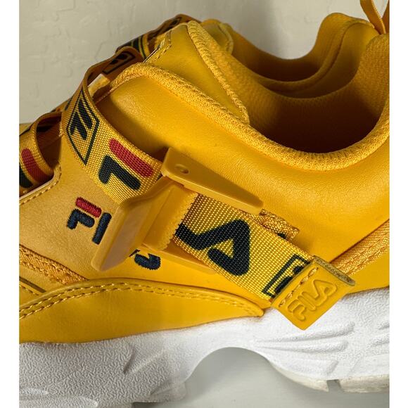 Fila Fast Charge Women's Disruptor Outsole Adjustable Buckle Leather Yellow 10 - Picture 9 of 11